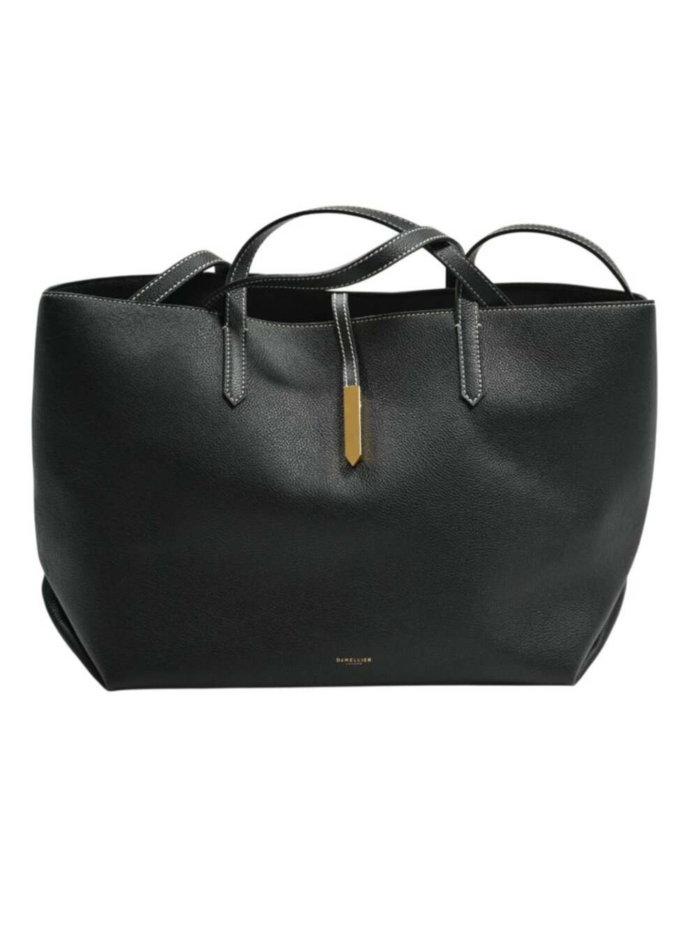 DeMellier Black Leather Tote with Gold Accent
